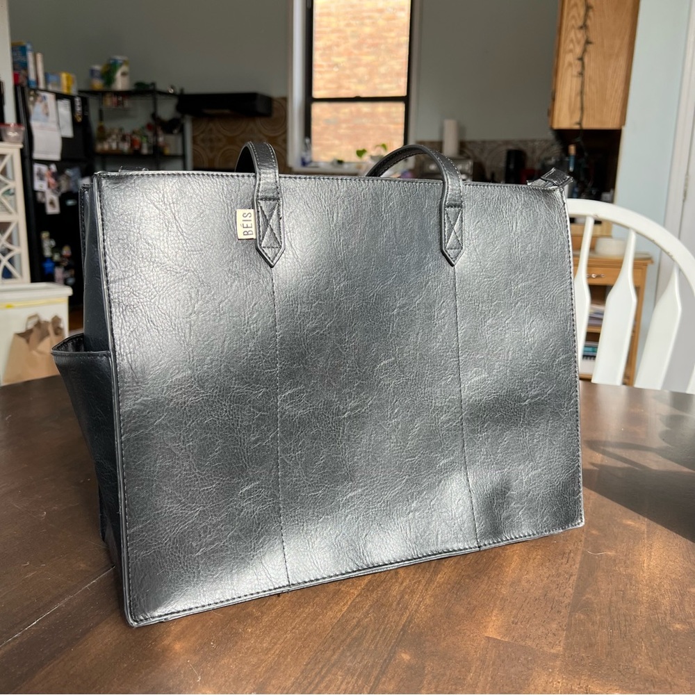 Beis travel friendly leather briefcase tote